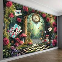 Alisos stebuklų šalyje Fantazijos gobelenas Sieninė drobė Madinga Šauni Sienų dekoracija Svetainė Kambario dekoracija 150X200CM