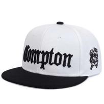 Nauja Compton kepurė Gatvės šokio Snapback kepurė Hip Hop galvos apdangalas vyrams, moterims, suaugusiems Lauko kasdienė apsauganti nuo saulės beisbolo kepurė (WHITE,One Size) balta