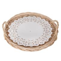 Vietnaminis vytelių krepšys Rotango laikymo padėklas Apvalus krepšys su rankena Rankomis pintas rotango padėklas Duonos, vaisių, maisto laikymo krepšys 28cm balta