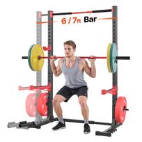 VEVOR Power Cage stovas, daugiafunkcinis pritūpimų stovas namų sporto salei, pločio reguliavimo treniruočių jėgos treniruočių įranga su 6 juostų kaiščiais 106 x 176 x 212 cm