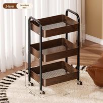 Pre-owned Multi-layer Kitchen Storage Trolley for Fruits, Vegetables, and Snacks black