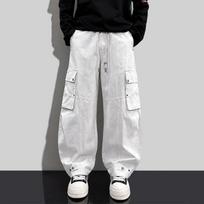 Autumn Tooling American Retro Multi-Pocket Waterproof Casual Pants Youth Outdoor Loose Straight Tie Versatile Pants L balta