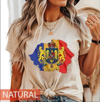 Romania Shirt, Romanian Flag T-Shirt, Romania Map Tee, Patriotic Gift, Heritage Apparel S0826-1036 140 brown