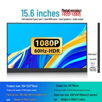 18 colių nešiojamas 2,5K monitorius: 15,6  HD, HDMI, 144Hz, Telefono ekrano veidrodinis atspindėjimas, Nešiojamojo kompiuterio išplėtimas 15.6 inch 1920x1080-60Hz Metal Dual HDMI