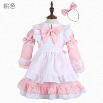 Sweet Alice Maid Dress Girls Lolita Princess Costume Halloween Party Stage Performance Outfit With Hairband Child M pastelinės raudonos spalvos