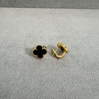 Four-leaf Clover Earrings Exquisite Onyx Chalcedony Earrings Buckle Luxury Women's Earrings brown