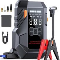10-in-1 Portable Car Battery Jump Starter with Air Compressor Jump Starter 6000A 26800mAh 160PSI All Gas/12L Diesel 12V Jump Bo gray