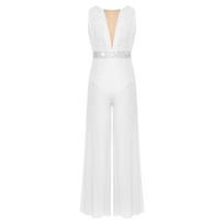 Girls Wide Leg Dance Jumpsuit 5-6 Years balta