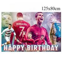 2025 Futbolo Superžvaigždė CR7 Gerbėjų Gimtadienio Šventės Dekoracija Futbolo Idolo Balionas Popierinė Vėliavėlė Torto Viršus Pasidaryk Pats Dekoracija 5 Backdrop 1pcs