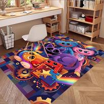 Poppy Playtime Print Rug, Washable Floor Carpet, For Entryway Dorm Laundry Room Office Study, Home Decor Birthday Christmas Gift 80cmx120cm blue
