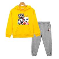 Kalėdinis Talking Tom katinas su gobtuvu Vilnos megztinis Striukė 2 vnt. megztinis + kelnės berniukams mergaitėms Su gobtuvu Sportiniai komplektai vaikiški drabužiai 140 yellow