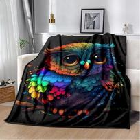 HD Spalvingas Mielas Pelėdos Animacinis Pledas, Minkštas Pledas Namams Miegamajam Lovai Sofai Piknikui Kelionei Biurui Poilsio Uždangalas Vaikams 75x90cm gray