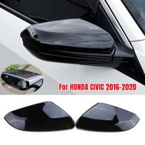 For Honda Civic 10th 2016 2017 2018   Car Rearview Side Mirror Cover Wing Cap Sticker Rear View Case Trim Carbon Fiber Gloss Black gray