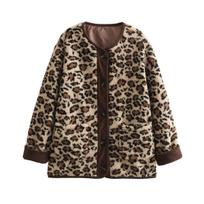 Stilingas moteriškas laisvas avies vilnos leopardo rašto paltas - Europos ir Amerikos mada XXL beige