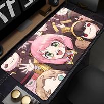 Gaming Mouse Pad Large Desk Mat Antislip Stitched Edges Spy Family Anime Print Keyboard Pad for Gamer Home Office 400x800x2mm gray
