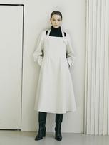 Nub Square Neck Herringbone Dress - Cream Medium beige