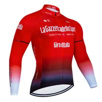Tour De Giro D'ITALIA Bicycle Cycling Jersey Mountain Bike Jersey Breathable Long Sleeve Bicycle Cycling Jersey Men's Sportswear XL red