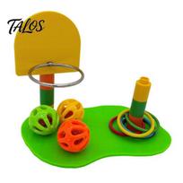 Bird Toss Ring Game Parrot Basketball Hoop Toy, Interactive Game, Ball Agility Training Enrichment Toy for Parakeets Cockatiels Lovebirds, Cage 1 Set green