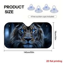 1Pcs Majestic Lion Blue Eyes Car Windshield Sunshade UV Rays Heat Blocker Keeps Vehicle Cool Unique Design Fit Sedans SUVs RVs 70*130cm black