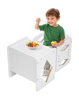 VEVOR Montessori atjunkymo stalas ir kėdutė, medinis vaikiškas stalas ir kėdutė, skirti 1-5 metų vaikams 39.2 x 30 x 38.1 cm balta
