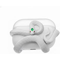 The Snake Case Decorative Compatible with AirPods 4 Generation. HaloMyyth Creative Aesthetic 3D Snake Case, Gemstone Light-Up Head, Detail Sculpting, Airpod Pro 3 Generation-B white