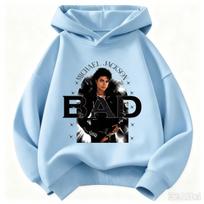 Šauni Michael Jackson spaudinio vaikiška džemperis su gobtuvu, šilta megztinė berniukams ir mergaitėms (2026 m. rudens/žiemos retro popo ikonos grafinis viršus 140 gray