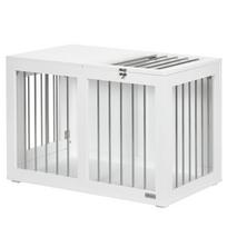 PawHut Dog Crate with 2 Doors, Dog Kennel, Lockable, Steel Grilles, 80 cm x 50 cm x 56.5 cm, White + Silver