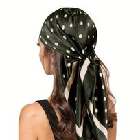 Luxury Dot Silk Scarf Female Square Bandana Hijabs Head Wraps for Women Fashion Foulard Shawls Female Neckerchief Summer 90x90cm black