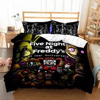 Five Nights At Freddys Cartoon Bear Bedding Set With Soft Polyester Duvet Cover And Pillowcases For Cozy Sleep Freddy,EU-Single(2pcs):135×200cm black