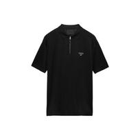 Prada polo marškinėliai su užtrauktuku ir logotipu UJN903-1YR4-F0002-S-OOO L black