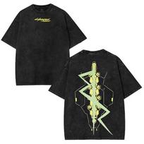 Cyberpunk 2077 Anime game Vintage Graphic Tee - Double-Sided Print Unisex XL beige