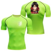 Eren Yeager Graphic Compression Shirts for Men Gym Workout Running Summer Athletic Quick Dry Tees Tops Short Sleeve Rash Guard XXXL white