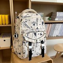 New high-value Korean version large-capacity women's ins versatile printed schoolbag female junior high school student backpack juoda