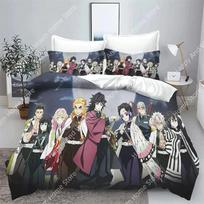 Demon Slayer Kimetsu No Yaiba Kamado Nezuko Anime 10% Polyester Beding Set Soft with Soft Fabric Duvet Cover Set Printed Carton Home Decor 135*200cm Eu-Single white