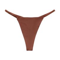 Foreign trade sexy thin belt thong simple solid color personalized draw breathable low waist temptation pure desire a rope underwear XL beige