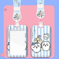 Chiikawa Id Badge Holder Neck Strap Pendant Hachiware Door Card Lanyards Usagi Lanyard Credential Holder Cartoon Keychain Gifts white
