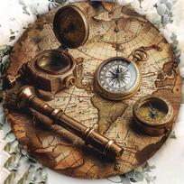 Vintage Metal Wall Poster Compass Map Home Decor brown