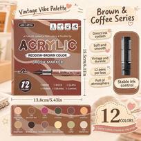 12 Colors Acrylic Markers Soft Brush Pen Tip 7 Color Systems For Drawing Anime Painting Diy Rock Halloween Gifts Art Supplies 12 Colors brown gray