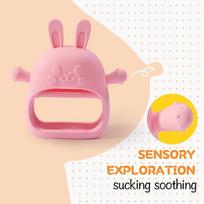 Food Grade Silicone Baby Teether With Cute Rabbit Shape Soothes Teething Discomfort For Infants Toddlers A4 pink