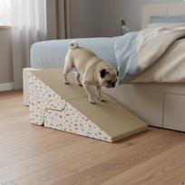 Pet Stairs Ramp Washable Cover Foldable NonSlip Surface ThreeStep Dog for Small chaki