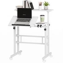 Sit Stand Desk Height Adjustable Desk 70 X 60 Cm With Wheels And Tilted Desktop 70x60x70 5 120cm White