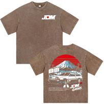 Anime Initial D Drift AE86 Fujiwara Tofu Shop JDM Racing Car Vintage Washed T-shirts Men's Women Clothing Short Sleeves T Shirts 3XL brown