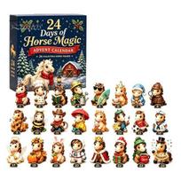 Christmas Tree Pendant Set 2026 Advent Calendar, 24-Day Acrylic 2D Ornament with Calendar Animal Figures, Hanging Decor, Holiday Gift for Kids B gray