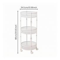 Rotating Storage Rack with Wheels Freestanding Mesh Basket Organizer 3-tier balta