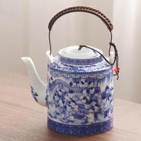 Large Capacity Ceramic Teapot Single Pot with Filter Screen Handmade Lifting Beam Pot Tea Kettle Filter Pot Tea Infuser Tea Set gray