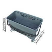 24L Mop Bucket with Wheels And Wringer, Rectangular Pail for School Hotel Use pilka spalva