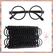 2025 Trend 16Pcs Wizard Glasses With Round Frame No Lenses And Tattoos For Kids Halloween,Costume Party black