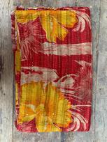Tropical Kantha Quilt: Red Floral Vintage Sari Throw Blanket 80X 50 įvairiaspalvis