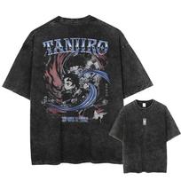 Demon Slayer Graphic T Shirt Men Women Washed Oversized Y2k Anime T Shirts Women Streetwear Summer Tees Short Sleeve Female Male Clothing XXXL įvairiaspalvis