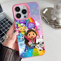 Phone Case For iPhone 16,15,14,13,12,11,Pro,XS,Max,Plus,Mini,SE Cartoon G-Gabbys D-Dollhouse Pink Candy Matte Shockproof Cover iPhone15 black